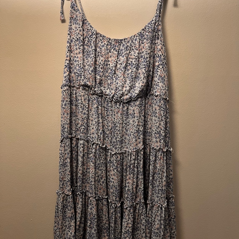 Wallflower Chiffon Blue and Pink Floral Maxi Dress